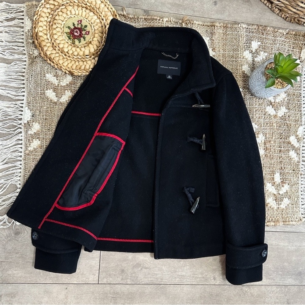 Y2K Banana Republic Women’s Black Wool Blend Classic Coat Jacket Fang Buttons XS